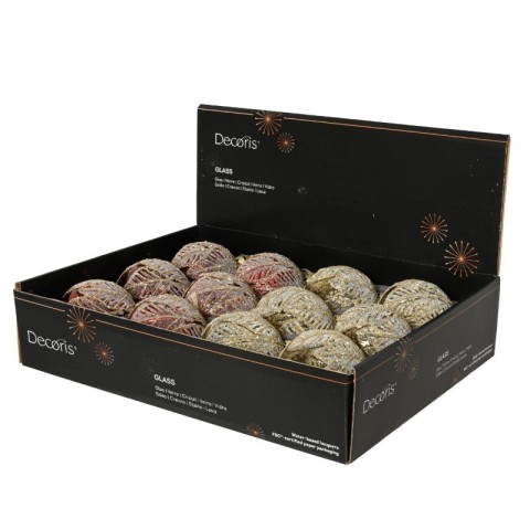 SFERA VETRO FOGLIA ORO ROSSO GLITTER D.8 2